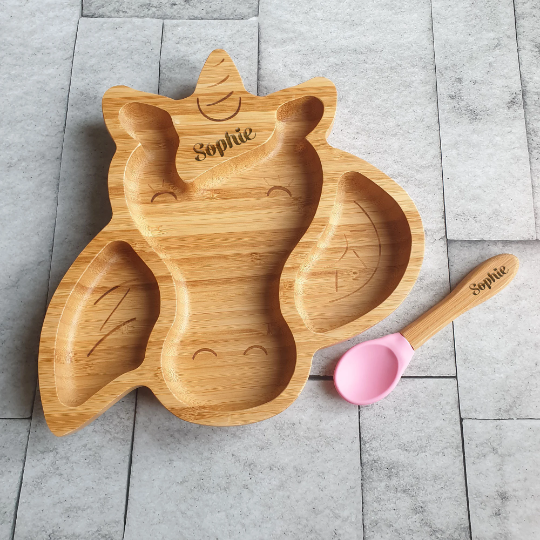Children's Unicorn Bamboo Plate, Bowl & Spoon Set